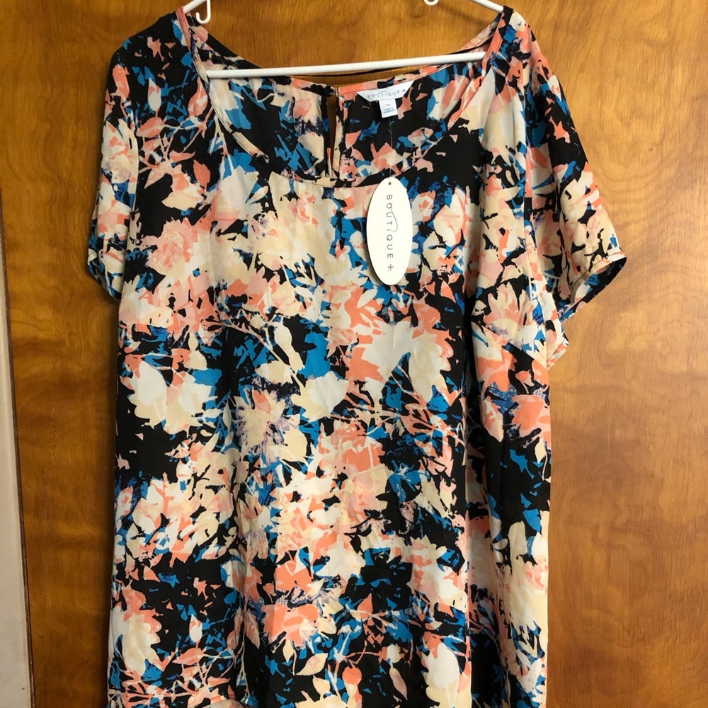Boutique Snowy Spring Pink Top Sz 2X BNWT